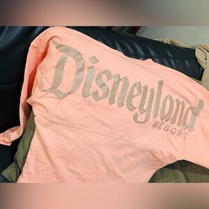 Disneyland Resort Spirit Jersey Shirt Adult S Peach Coral Gold Glitter Disney